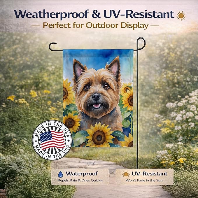 Caroline's Treasures DAC6044GF Cairn Terrier in Sunflowers Garden Flag Mailbox Flag Decorative Yard Flag Banner Outside Patio Artwork Yard Flower Beds, Garden Size, Multicolor