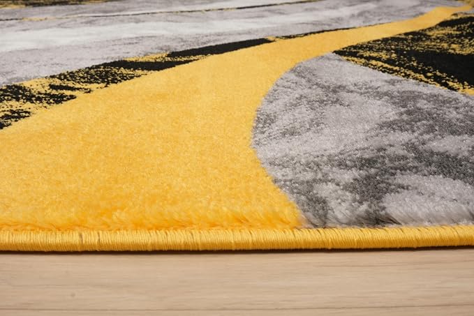 Yafa Home Fashion Modern Contemporary Swirls Design Area Rug, Luxurious, Elegant, and Fashionable Area Rug (Yellow, 4 ft X 5 ft)