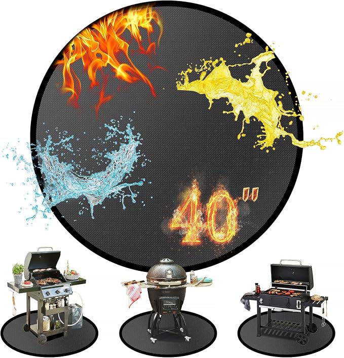 40" Round Fire Pit Mat for Solo Stove Bonfire/Under Grill Mat for Outdoor Grill Fireproof Waterproof Oil-Proof, 4 Layers Fireplace Mat BBQ Mat Solo Stove Mat Fire Pit Pad for Deck Patio Grass Smoker