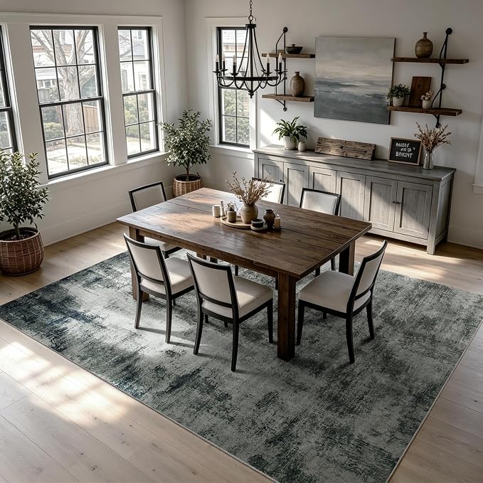 Washable Rugs 8x10 Area Rugs for Living Room,Bedroom,Dining Room,Nursery | No Creases,Stain Resistant,Non Slip Modern Abstract Soft Low Pile Carpet for Hardwood,High-Traffic Area,Kids & Pet Friendly