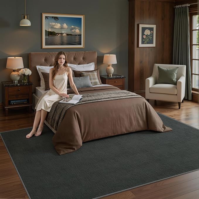 Valenrug Washable Rugs 5x7, High-Low Pile Area Rugs for Living Room, Black | Soft Fluffy Textured Design Non Slip & Lighweight, Folable, Stain Resistant Floor Carpet Rug for Bedroom, Dining Room, Office