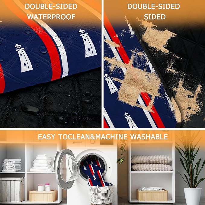 79" x 118" Picnic Blanket Extra Large,Waterproof Sandproof Foldable Outdoor Blanket Beach Blanket Ocean Picnic Mat for Camping,Lawn,Park(Lighthouse)