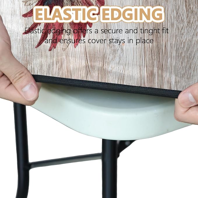Picnic Table Cover with Bench Covers Elastic Edges, Outdoor Patio Camping Essentials 72 Inch 3PCS, Waterproof Camping Fitted Tablecloth with Handbags (American Flag Eagle)