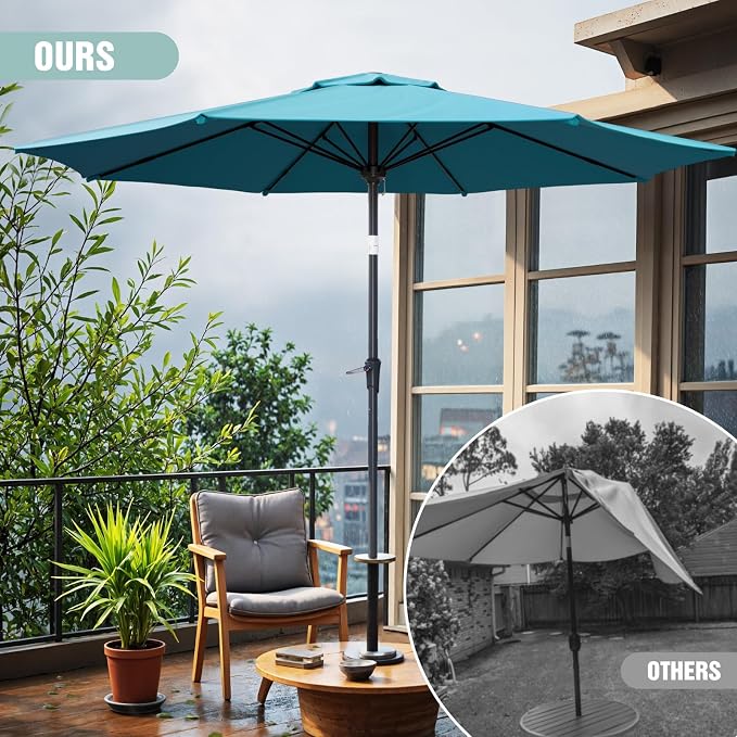 Sannwsg Patio Umbrellas, Pool Umbrella with 8 Sturdy Ribs, Outdoor Umbrella with Push Button Tilt/Crank, Deck Umbrellas, Market Umbrela Table for Backyard, Deck, Garden, Pool