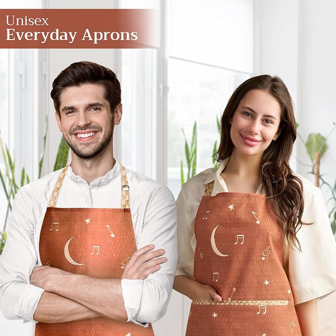 Maison d' Hermine Aprons for women with Pocket 100% Cotton (27.50"x31.50") | Adjustable Neck Strap & long ties Apron Men Chef Wedding Cooking Gardening Server Maid