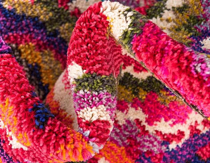 Unique Loom Estrella Collection Colorful, Abstract, Geometric, Gradient, Modern Area Rug (8' 0 x 11' 0 Rectangular, Multi/Pink)