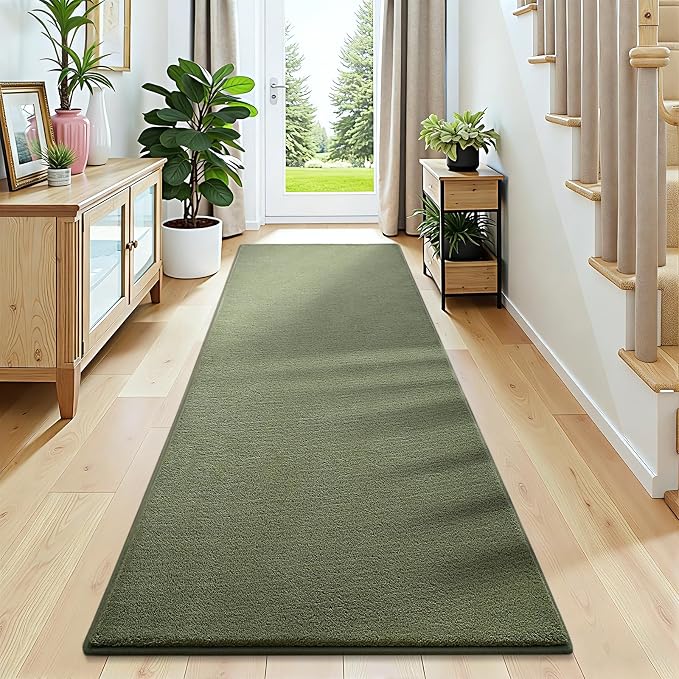 Vasofe 2x6 Runner Rug for Bedroom Living Room, Hallway Runner Rug Non Slip | Sage Green Memory Foam Low-Pile Hallway Carpet Runner Rug for Entryway, Throw Small Kids Carpet for Bedside Dorm Room Decor