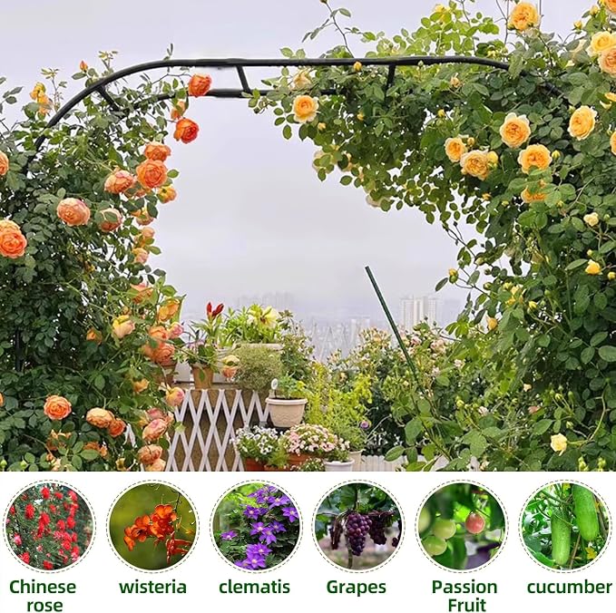 BUKLIYN Garden Arch Trellis - Length: 59in, Height: 94.5in Garden Trellis for Climbing Plants Outdoor - Garden Arch for Lawn, Party, Ceremony Wedding Decoration