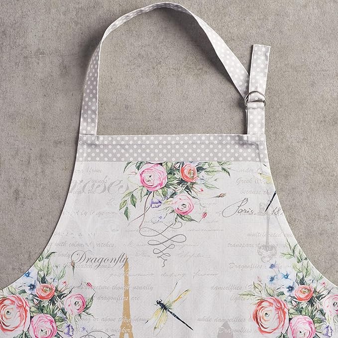 Maison d' Hermine Aprons for women with Pocket 100% Cotton (27.50"x31.50") | Adjustable Neck Strap & long ties Apron Men Chef Wedding Cooking Gardening Server Maid