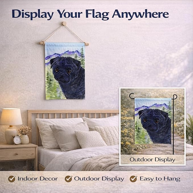 Caroline's Treasures SS8420GF Pug Garden Flag Mailbox Flag Decorative Yard Flag Banner Outside Patio Artwork Yard Flower Beds, Garden Size, Multicolor