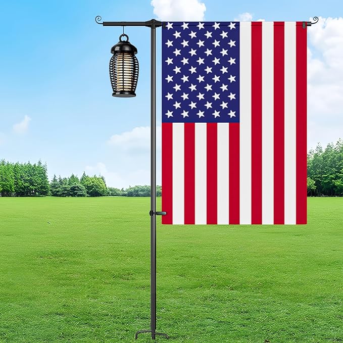 Upgraded 63 Inch Garden Flag Pole Holder,Heavy Duty 5/8 inch Stainless Steel Flagpole Stand,Weatherproof Ground Flag Stand for Outdoor Yard Lawn Patio House Decor,Suitable for 28x40 Flag