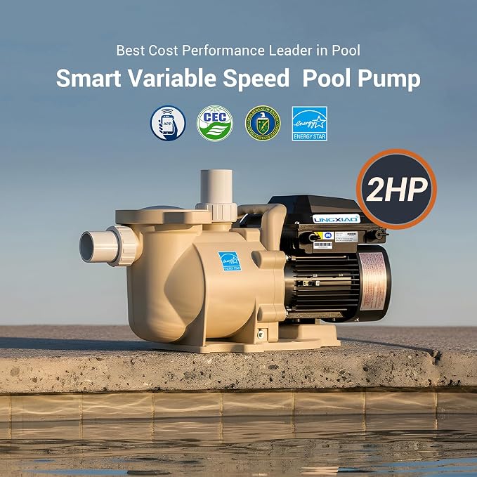 Smart Variable Speed Pool Pump 2 HP, 115/208-230V, In/Above Pool Pump With Smart Life APP Control, Energy Star Certificate, High Flow & Self Priming - (2025 New Upgrade)