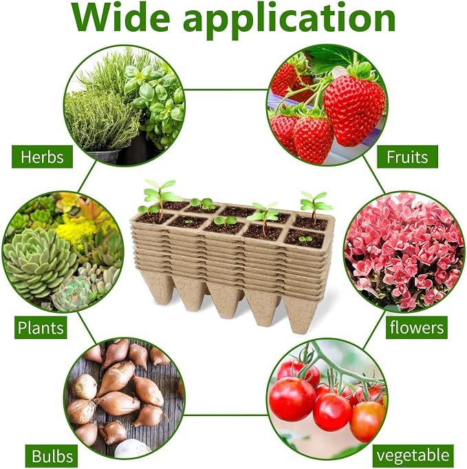 400 Cells Seed Starter Tray, 40 Pack Biodegradable Seed Starter Kit, Peat Pots for Seedlings with 400 Plant Labels, 2 Seed Planting Tool and 1 Spray Bottle