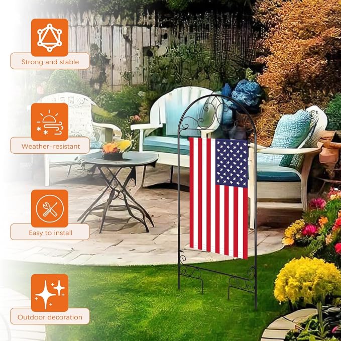 Liitrton Garden Flag Holder Stand | Yard Flag Holder Fits Max 14" x 25" Flags | Metal Garden Flagpole Stake for Outside, Seasonal Yard Lawn Holiday Decor Flag Stand (No Flag Included)