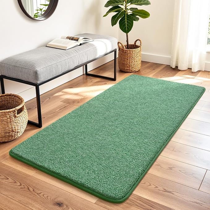 Keeko 2x4 Area Rugs for Living Room,Soft Washable Memory Foam Bedroom Rug | Indoor Throw Rug Low Pile Minimalist Non Slip Carpet for Kids Nursery Classroom Dorm Room Home Decor Green and White
