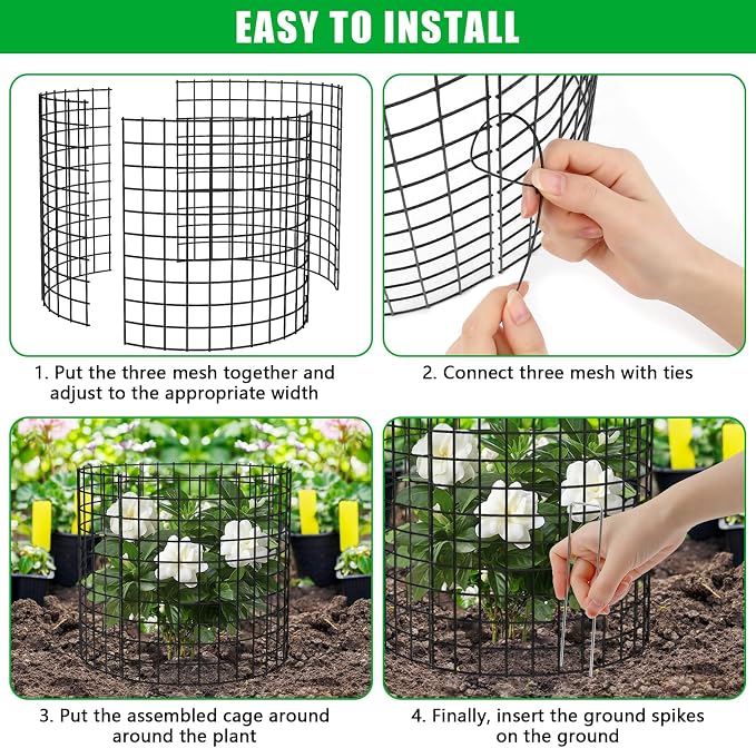 10 Pack Plant Protector from Animals, 13x12 inch Wire Plant Cages Mesh Plant Cage Garden Plant Protector, Sturdy Bunny Barricades Chicken Wire Cloche Plant Protectors for Keeping Bunny Animals Out