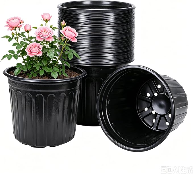 JERIA 30-Pack 3 Gallon Flexible Plant Nursery Pots,Thickened Soft Plastic Seedling Pots,Seed Starting Pot Flower Plant Container for Succulents，Seedlings