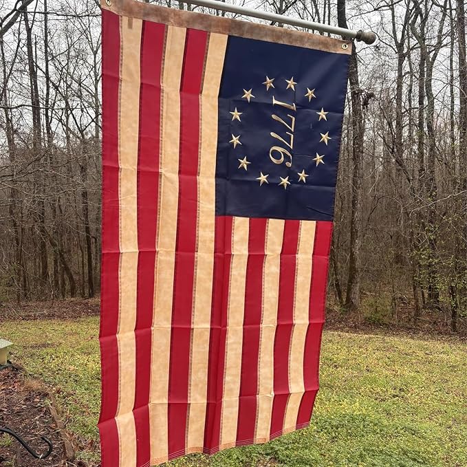 Bradford Vintage 1776 Flag 4x6 ft for Outside, Tea Stained 1776 American Betsy Ross Flag 250 Anniversary Aged Looking for 4th of July Old Bennington USA US 76 Flag with 2 Brass Grommets