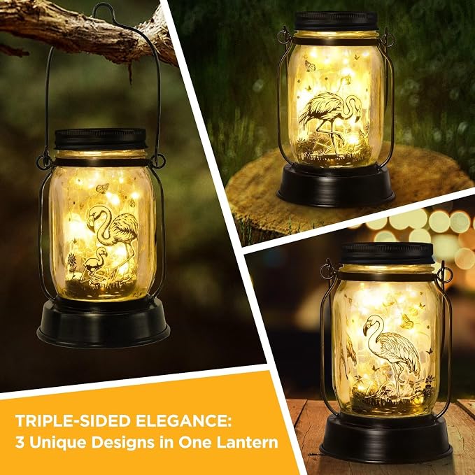 kyoryuger Flamingo Gifts for Women/Men Flamingo Lovers Solar Lantern Mom Birthday, Mothers Day, Solar Garden Decoration Outside for Yard, Patio,Backyard,Porch, Torches