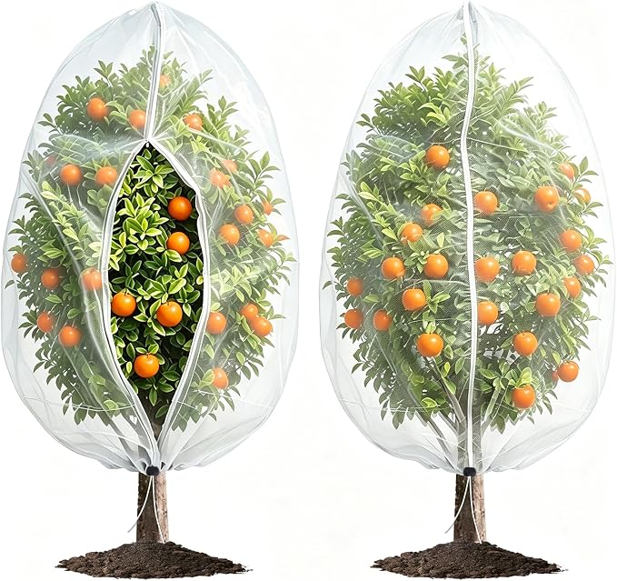 Bird Netting for Garden Protection, 2 Pack 7.21Ft x 5.9Ft Garden Netting | Fine Mesh with Zipper, Drawstring & Lock Buckle, Reusable Pest Barrier for Blueberry, Keeps Birds, Squirrels & Insects Away