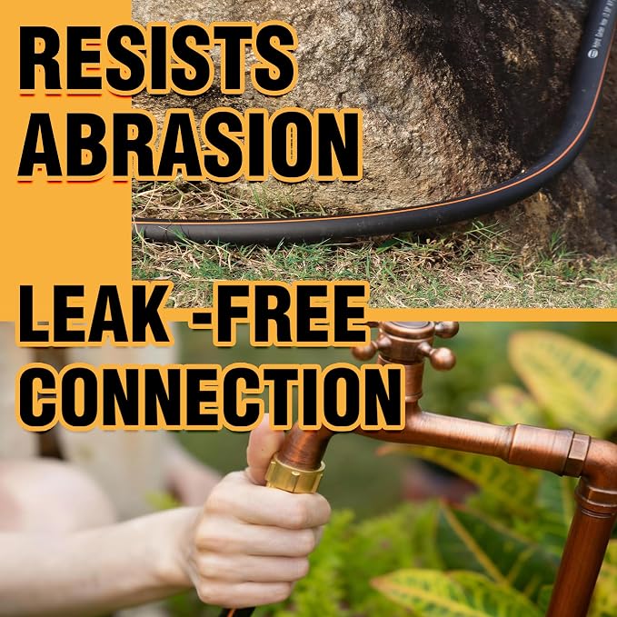 5/8 in. × 100 ft. High Flow Heavy Duty Garden Hose Flexible Hybrid Rubber Water Hose, No Memory Durable Premium Water Hose for Watering, Irrigation, Water Transfer Pump