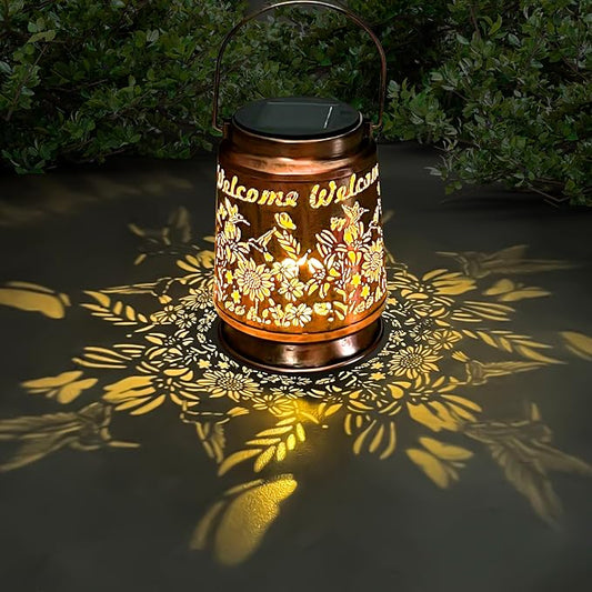 KY&BOSAM Solar Lanterns Outdoor Waterproof Unique Sunflower Garden Decor Birthday Gifts for Women Mom Grandma Hang Solar Lights Metal Solar Powered Decoration Outside for Yard Patio Backyard Pathway