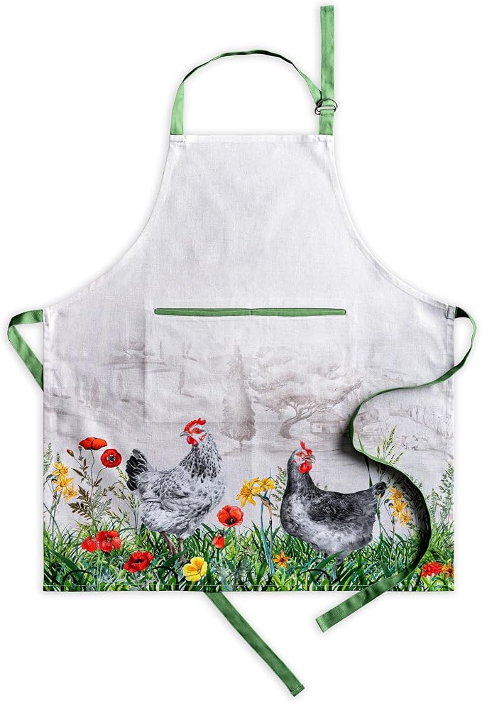Maison d' Hermine Aprons for women with Pocket 100% Cotton (27.50"x31.50") | Adjustable Neck Strap & long ties Apron Men Chef Wedding Cooking Gardening Server Maid