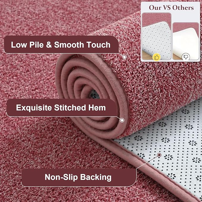 Keeko 4x6 Area Rugs for Living Room,Soft Washable Memory Foam Bedroom Rug | Indoor Throw Rug Low Pile Minimalist Non Slip Carpet for Kids Nursery Classroom Dorm Room Home Decor Red and White