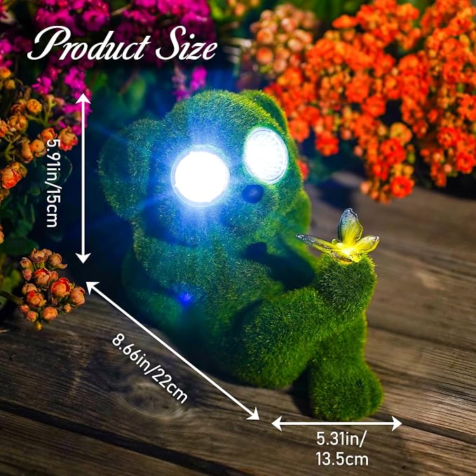 twinbling Solar Topiary Dog Garden Statue with Butterfly Garden Decor Clearance for Yard Decorations Outdoor Lawn Ornaments Porch Patio Balcony - Birthday Gifts for Grandma Mom Women