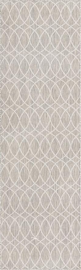Unique Loom Outdoor Trellis Collection Area Rug - Gitter (2' 11" x 10' Runner, Light Gray/ Ivory)