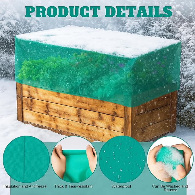 4 Pcs Plant Covers Freeze Protection 52×28.3×19.7 Inch Rectangular Plant Box Cover with Drawstring Large Tree Covers Frost Protection Blankets for Outdoor Garden Raised Beds(Green)