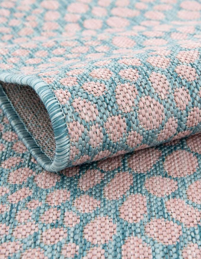 Unique Loom Jill Zarin Jill Zarin Outdoor Collection Area Rug - Cape Town (13' Round, Pink and Aqua/Light Blue)