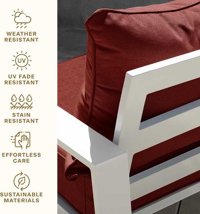 Honeycomb Outdoor Heritage Deep Seat, 24 x 23, Stripe Brick Chair Cushion with Removable Cover, for Patio Furniture