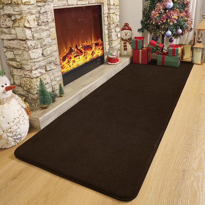 Amearea Modern Soft Hallway Runner Rug, 2x6 Feet Brown Washable Runner Rugs | Fluffy Bedroom Bedside Rugs, Indoor Non Slip Memory Foam Rug Carpet for Hallway Entrance Kitchen Living Room Decor
