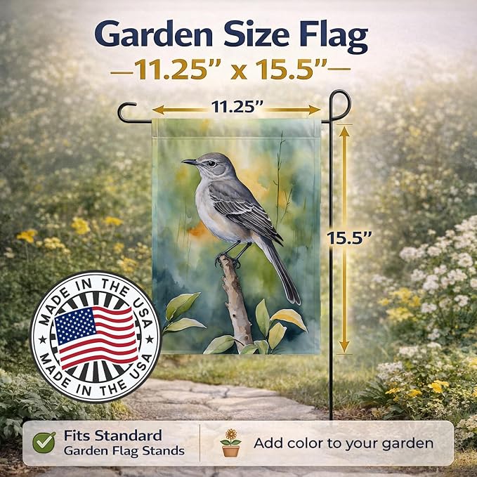 Caroline's Treasures Florida Northern Mockingbird Garden Flag Mailbox Flag Decorative Yard Flag Banner Outside Patio Artwork Yard Flower Beds, Garden Size, Multicolor