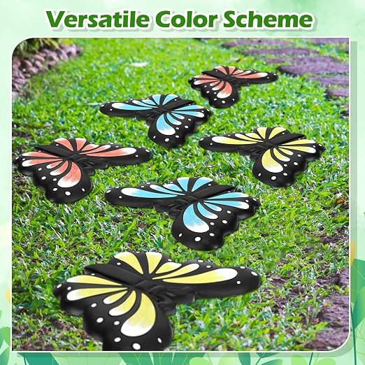 Landical 6 Pcs Stepping Stone Garden Stepping Stones Walkway Decorative Stone for Garden Decor Outdoor Flower Beds Yard Decorations (Butterfly)