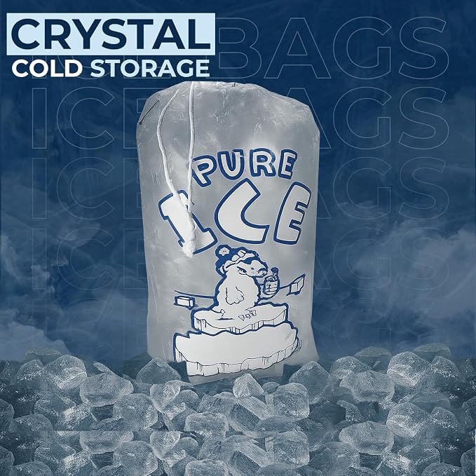 ice bags 10 lb with Drawstring, 500 Count – Heavy Duty 12" x 18" Plastic Ice Bags for Bulk Commercial Use, Gas Stations & Convenience Stores – By Interplas