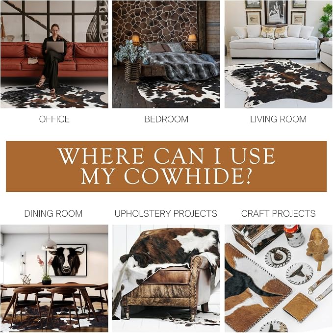 Sunshine Cowhides 100% Genuine Dark Brindle Cowhide Rug - Modern Style Animal Skin Rug & Floor Carpet for Living Room, Bedroom, Kitchen & More - Large (6x6-7ft)