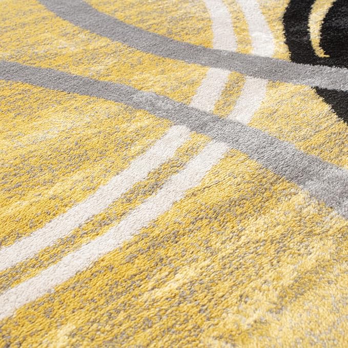 Rugshop Wavy Circles Jute Backing Accent Area Rug Yellow 2' x 3' | Rectangular, Size 2' x 3', Living Room, Bedroom, Dining Room, Home Office, Kitchen, Entryway, Hallway, Nursery, Kids Room