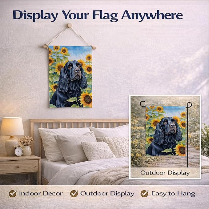 Caroline's Treasures DAC6060GF Cocker Spaniel in Sunflowers Garden Flag Mailbox Flag Decorative Yard Flag Banner Outside Patio Artwork Yard Flower Beds, Garden Size, Multicolor