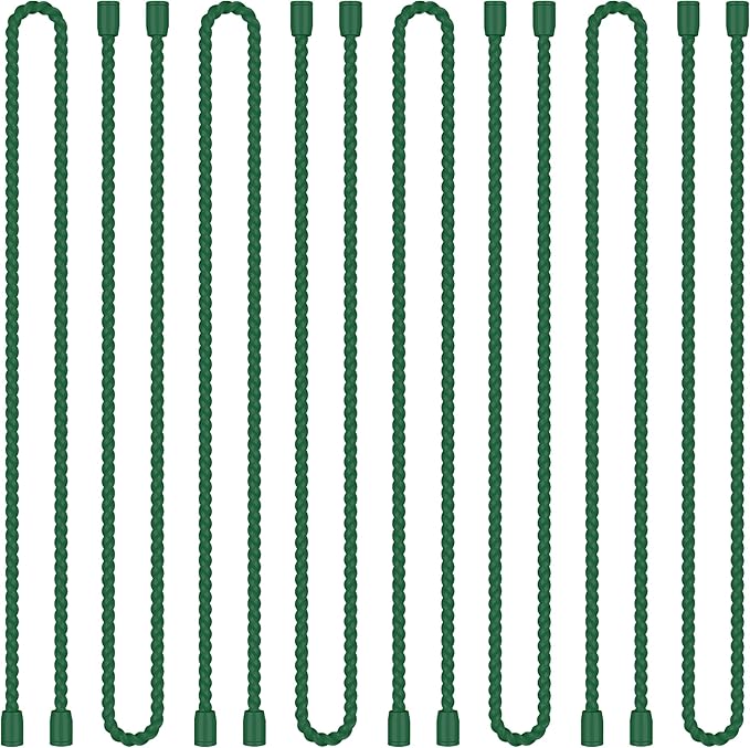 8PCS 18-Inch Silicone Cable Ties, Bendable Rubber Twist Ties, Reusable Twist Ties for Cords, gear ties for Organizing, Bundling (Pine green)