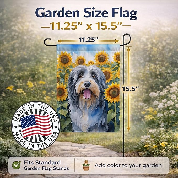 Caroline's Treasures DAC6020GF Bearded Collie in Sunflowers Garden Flag Mailbox Flag Decorative Yard Flag Banner Outside Patio Artwork Yard Flower Beds, Garden Size, Multicolor