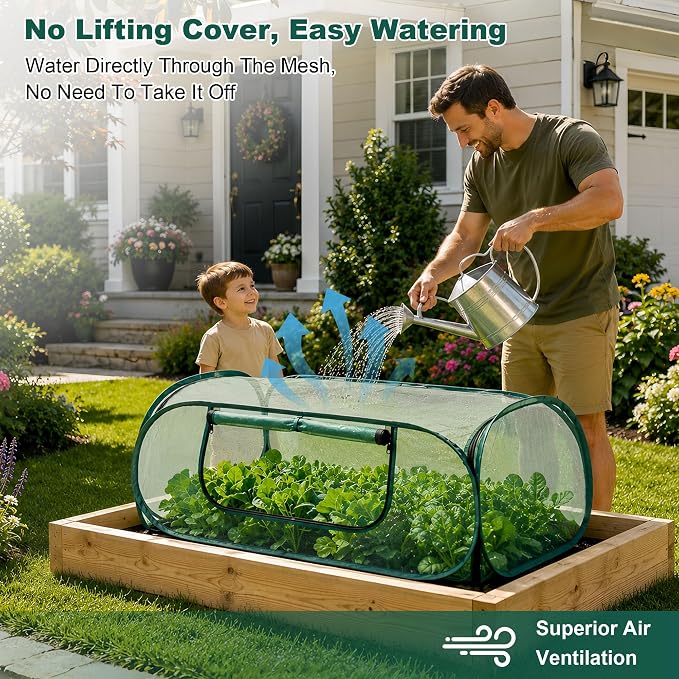 2Pack Garden Covers for Raised Beds, Pop-Up Mesh Plant Protect Covers, 30% Sunblock Plant Shade Tent, Crop Cage for Vegetable Seedling Against Birds, Animals, with 16 Stakes, L*W*H-45"X22"X17.7"