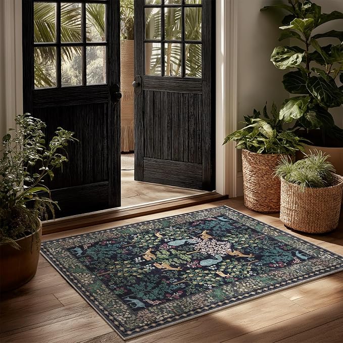2x3 Washable Throw Rugs for Entryway: Door Mat Indoor Entrance Small Area Rug Non-Slip Low Pile Soft Kitchen Rug for Front Door Indoor Entrance Entry Kids Room Bedside