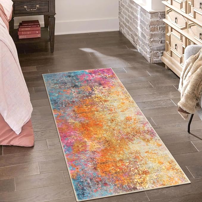 Lahome Kitchen Rugs, 2x4 Washable Rug with Soft Low-Pile for Entryway and Hallyway, Non-Slip&Small Carpet for Bathroom, Easy Clean Door-Friendly Mat, Kid&Pet Friendly Modern Decor 2x4 Galaxy