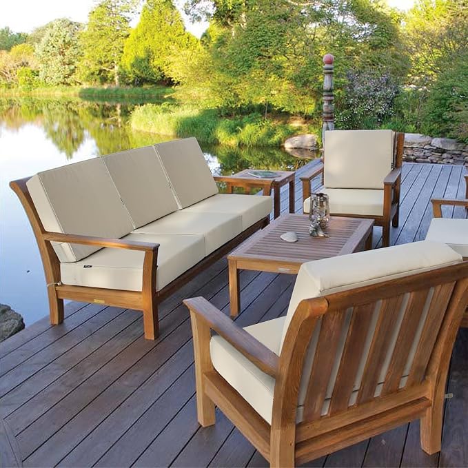 Favoyard Deep Seat Patio Cushion Set 22 x 22 Inch Waterproof Outdoor Chair Cushions for Patio Furniture with Fade Resistant and Removable Cover with Handle & Adjustable Straps for Patio, Yard, Garden