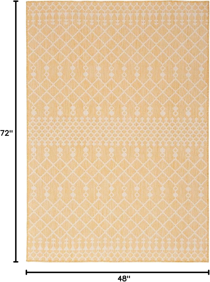 Nourison Home Positano Yellow 4' x 6' Area Rug - Easy Clean, Non Shedding, Bed Room, Living Room, Dining Room, Kitchen (4' x 6')