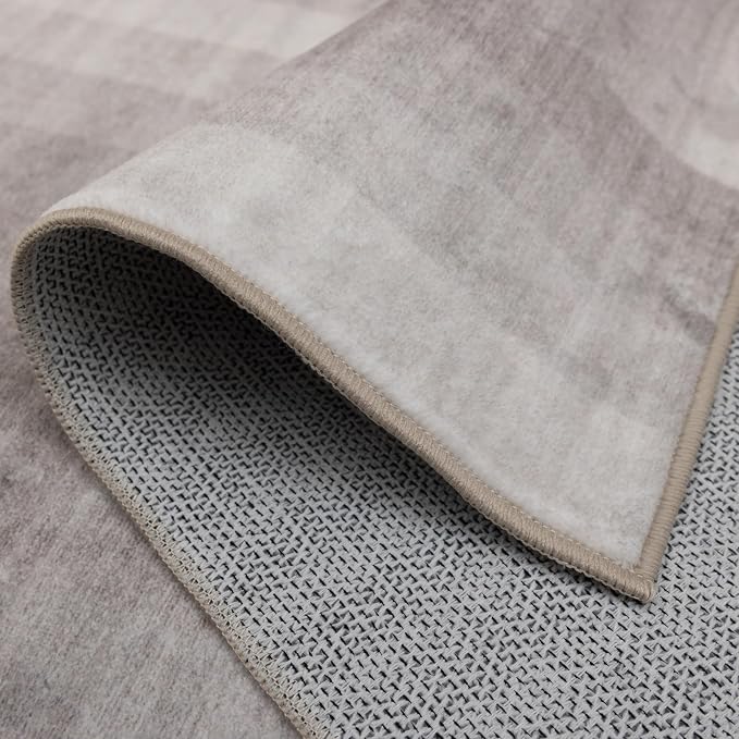 Machine Washable Area Rug Runner - Living Room Bedroom Bathroom Kitchen Entryway Office - Non-Slip Baking Low Pile Stain Resistant Premium - Modern Geometric - Lyra - Beige 2'6" x 8'