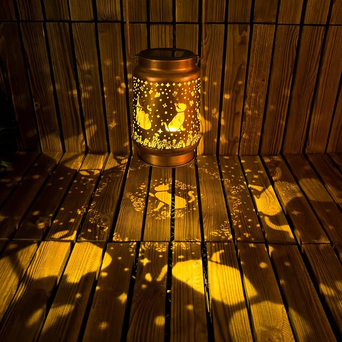 Cat Solar Lanterns Outdoor Waterproof, Cat Gifts for Women Mom Grandma, Hanging Solar Lights for Yard, Patio, Lawn, Pathway, Tabletop, Porch, Garden Decor