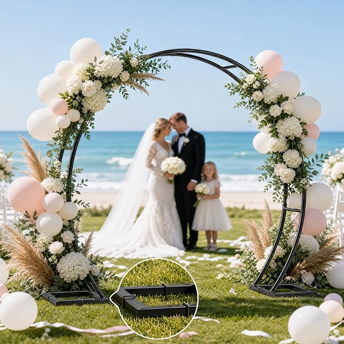 Round Garden Arch Trellis for Climbing Plants Outdoor, Metal Garden Arbor, Decorative Arch Frame for Garden, Events & Parties, Suitable for Backdrop and Balloon Decorations (Round)